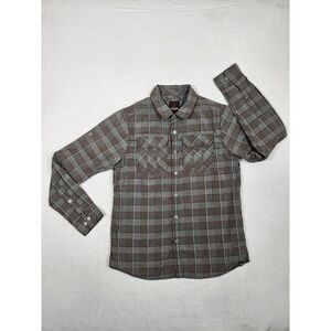 Prana‎ Terrain Breathe Green Brown Plaid Long Sleeve Button Up Shirt Mens Medium